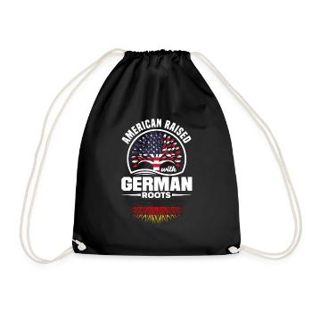 American Raised With German Roots German Germany - Drawstring Bag - black - Front