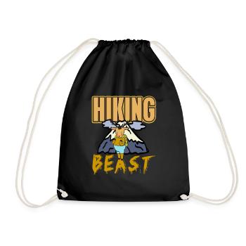 Hiking Beast Cute Awesome Hiker T-Shirt Present - Drawstring Bag - black - Front