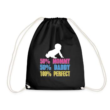 50% Mommy 50% Daddy 100% Perfect Retro Baby - Turnbeutel - Schwarz - Vorne