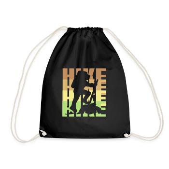Retro HIKE Awesome Hiking T-Shirt Present Gift - Drawstring Bag - black - Front