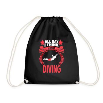 All Day I Think About Diving Vintage Diver Present - Turnbeutel - Schwarz - Vorne