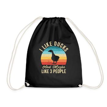 I love Ducks Humor Farmer Gift - Drawstring Bag - black - Front