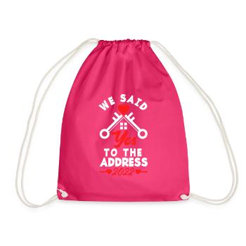 Homeowner Home Purchase Gift - Drawstring Bag - fuchsia - Front