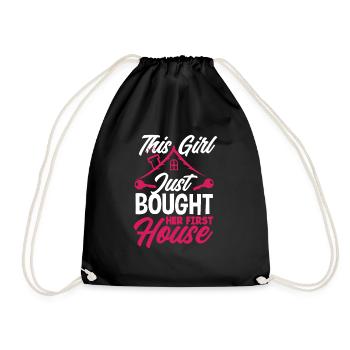 Homeowner Home Purchase Gift - Drawstring Bag - black - Front