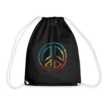 Vintage Peace Zeichen Frieden Symbol Retro Peace H - Turnbeutel - Schwarz - Vorne