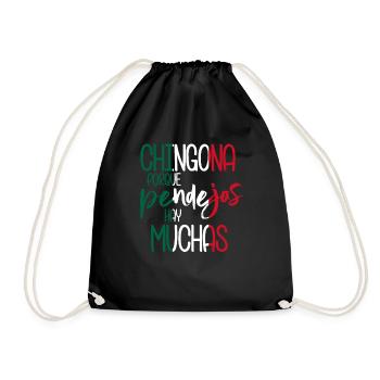 Chingona Mexicana LatinX Mexico Flag - Drawstring Bag - black - Front