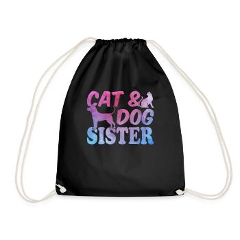 Cat owner Cat lover Dog owner Hundeli - Drawstring Bag - black - Front