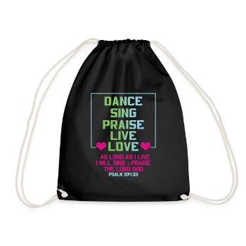 Chantez la louange Vivez l’amour Jésus Pasteur chrétien - Sac de sport léger - noir - Devant