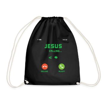 Jesus Calling Accept Lord God Christian Love Jesus - Drawstring Bag - black - Front