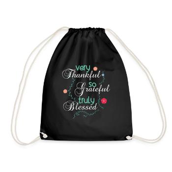 Thankful Grateful Blessed Christian Pastor Jesus - Drawstring Bag - black - Front