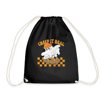Creep it Real - Cute Skating Halloween Ghost - Drawstring Bag - black - Front