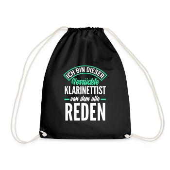 Lustiges Klarinette Klarinettist Geschenk - Turnbeutel - Schwarz - Vorne