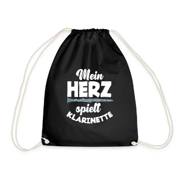 Lustiges Klarinette Klarinettist Geschenk - Turnbeutel - Schwarz - Vorne