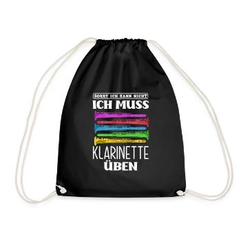 Lustiges Klarinette Klarinettist Geschenk - Turnbeutel - Schwarz - Vorne