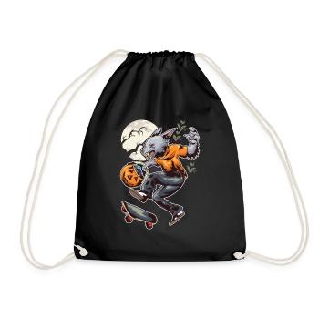 Halloween Lychan Trick Or Treat Party Skateboardin - Drawstring Bag - black - Front