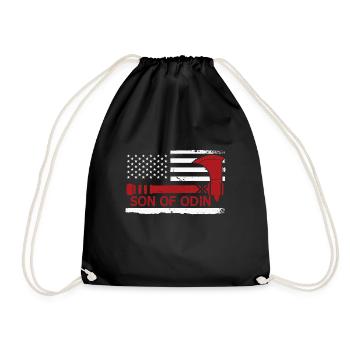 Son of the Odin Valhalla American Viking Flag - Drawstring Bag - black - Front