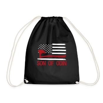 Son of Odin Valhalla American Viking Flag - Drawstring Bag - black - Front