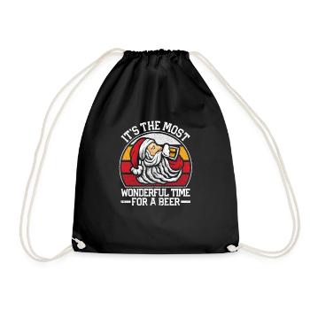 Funny Santa Claus It's the most beautiful time - Drawstring Bag - black - Front