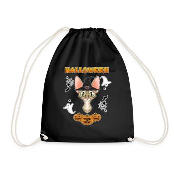 Devon Rex Cat Lover I Happy Halloween - Drawstring Bag - black - Front