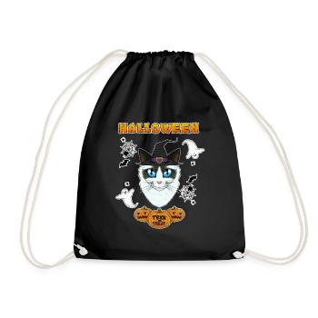 Ragdoll Cat Lover I Happy Halloween - Drawstring Bag - black - Front