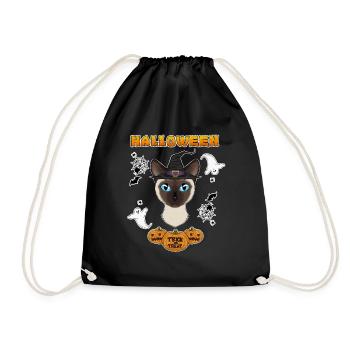 Siamese Cat Lover I Happy Halloween - Turnbeutel - Schwarz - Vorne
