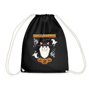 Turkish Angora Cat Lover I Happy Halloween - Drawstring Bag - black - Front