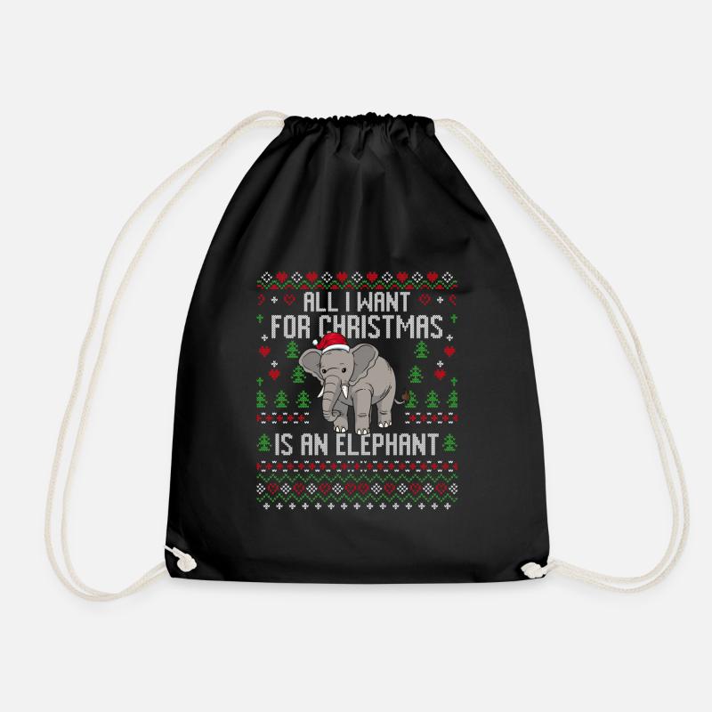 Weihnachten Elefanten Weihnachtspullover Elefant - Turnbeutel - Schwarz