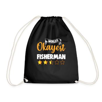 World's Okayest Fisherman - Drawstring Bag - black - Front