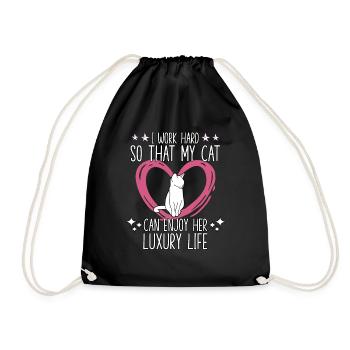 Funny Cat Saying Cat Owner Cats Motif - Drawstring Bag - black - Front