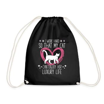Kitten Motif Cats Accessories Cat Owners - Drawstring Bag - black - Front