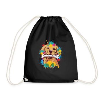 Golden Retriever Pop Art Motiv für Hundebesitzer G - Turnbeutel - Schwarz - Vorne