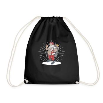 Tattooed Santa Claus Funny Tattoo Art - Drawstring Bag - black - Front