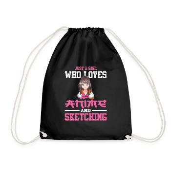 Just A Girl Who Loves Anime And Sketching Anime - Drawstring Bag - black - Front
