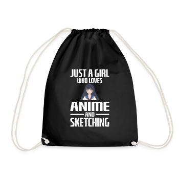 Just A Girl Who Loves Anime And Sketching Anime - Drawstring Bag - black - Front