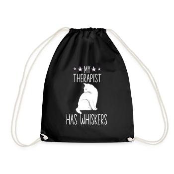Cat Saying Therapy Cat Owner Motif Cats - Drawstring Bag - black - Front