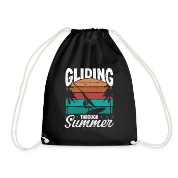 Windsurfing Board Gliding Summer Windsurfer - Drawstring Bag - black - Front
