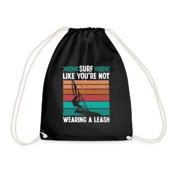 Windsurfing Vintage Wearing Leash Retro Windsurfer - Turnbeutel - Schwarz - Vorne