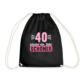 40 Jahre wieder ein Jahr schöner 40 Geburtstag - Turnbeutel - Schwarz - Vorne