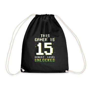 This Gamer Video Game Lover Gamer Age 15 - Drawstring Bag - black - Front