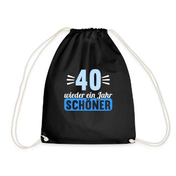 40 Jahre wieder ein Jahr schöner 40 Geburtstag - Turnbeutel - Schwarz - Vorne