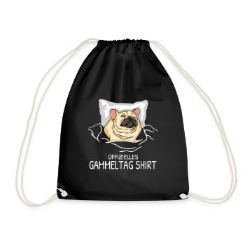 Offizielles Gammeltag Shirt Bulldogge Faulenzer - Turnbeutel - Schwarz - Vorne