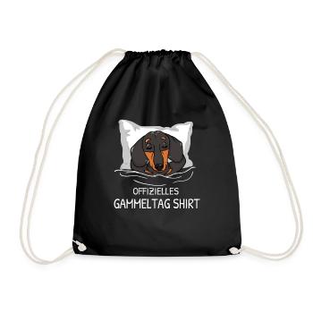 Offizielles Gammeltag Shirt Dackel Faulenzer - Turnbeutel - Schwarz - Vorne
