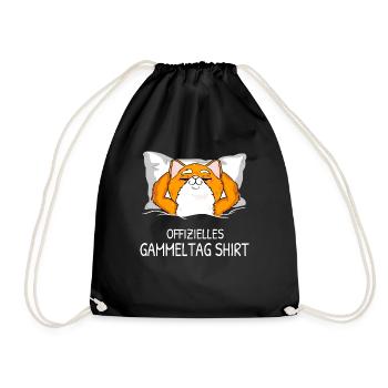 Offizielles Gammeltag Shirt Katze Baby Faulenzer - Turnbeutel - Schwarz - Vorne