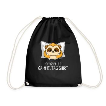 Offizielles Gammeltag Shirt Erdmännchen Faulenzer - Turnbeutel - Schwarz - Vorne