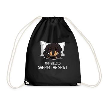 Offizielles Gammeltag Shirt Hovawart Faulenzer - Turnbeutel - Schwarz - Vorne