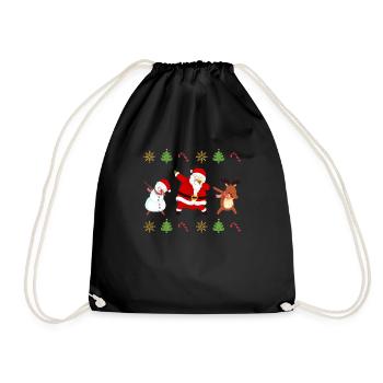 Dabbing Santa Claus Friends Xmas Pyjamas Dab - Drawstring Bag - black - Front