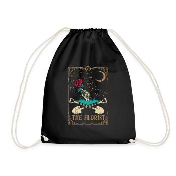 Rose Tarot Card Occult Club Gothic Florist - Drawstring Bag - black - Front