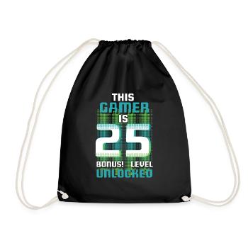 This Gamer Is Video Game Lover Gamer Age 25 - Drawstring Bag - black - Front
