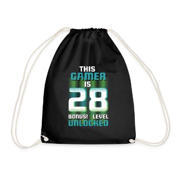 This Gamer Is Video Game Lover Gamer Age 28 - Drawstring Bag - black - Front