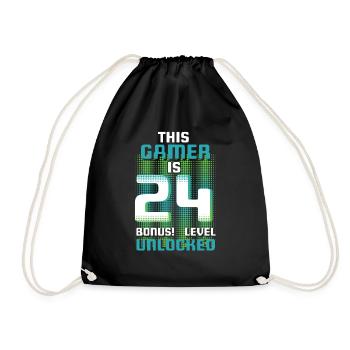 This Gamer Is Video Game Lover Gamer Age 24 - Drawstring Bag - black - Front